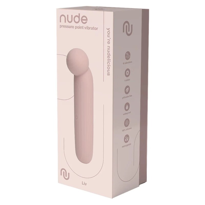 Точковий вібратор Dreamtoys Liv у форматі тревел, рожево-бежевий, 14.5 х 3.2 см - Зображення 1