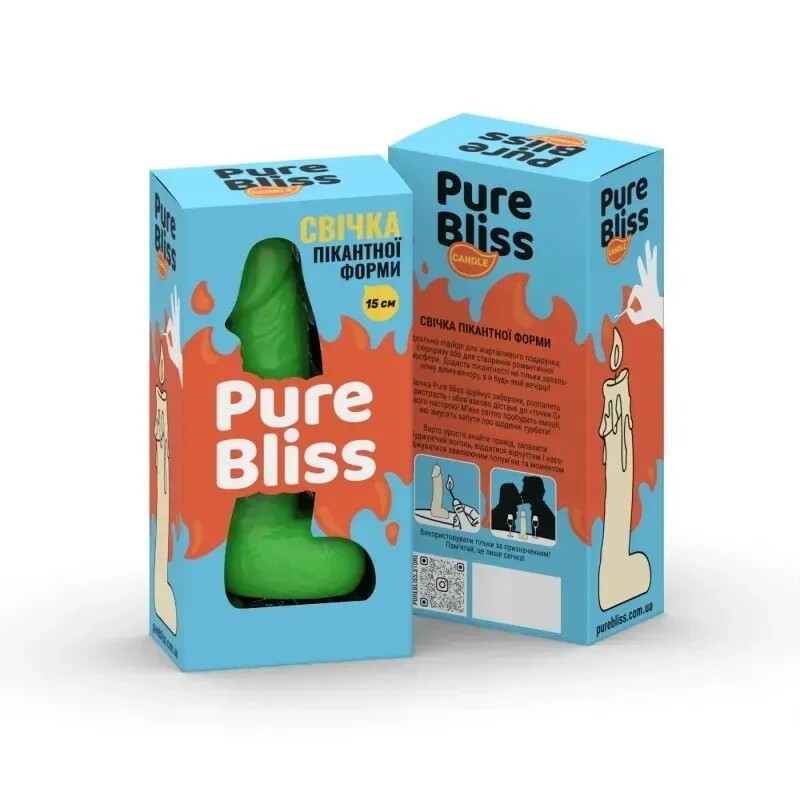 Свічка у формі пеніса Pure Bliss MINI зелена, 15 х 3.4 см - Зображення 1