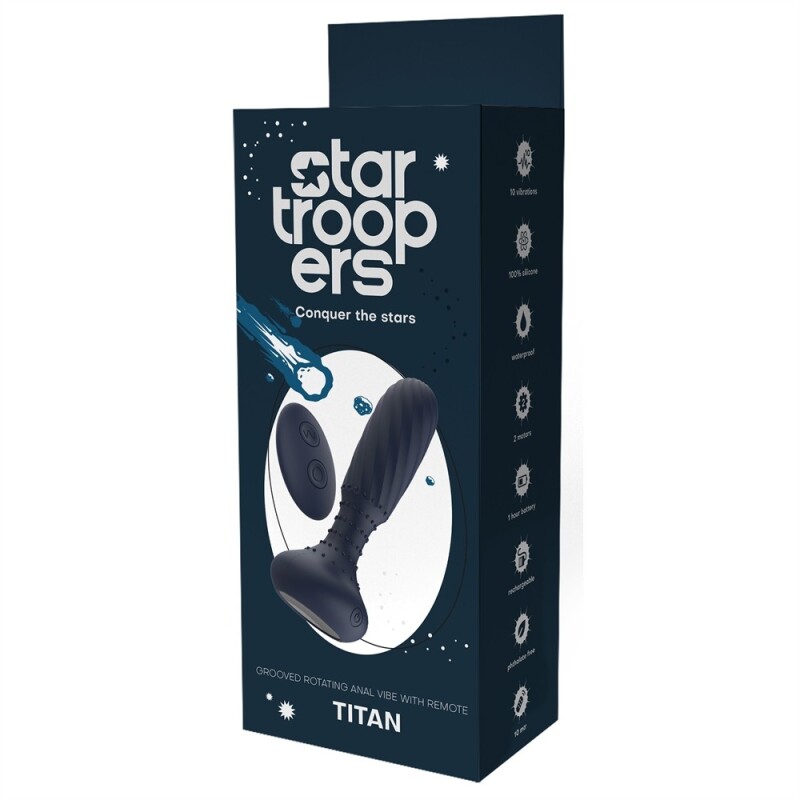 Анальний вібратор з пультом Dream Toys Titan з ротацією, синій, 14.2 х 3.4 см - Зображення 1