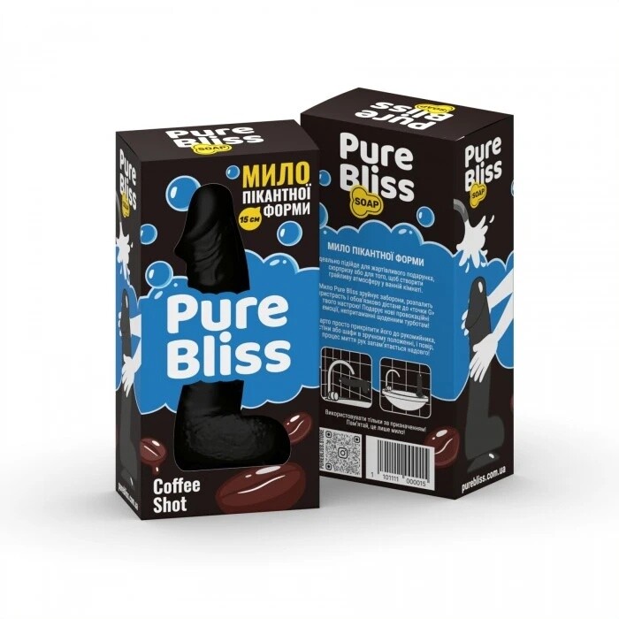 Мило у формі пеніса Pure Bliss Coffee Shot з ароматом кави, чорне, 15 х 3.4 см - Изображение 1