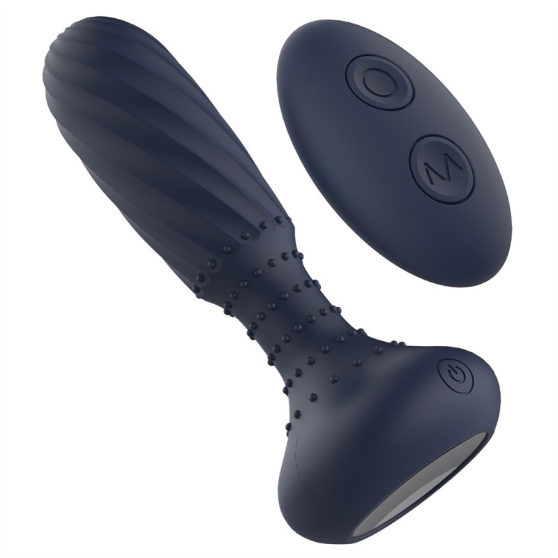 Анальний вібратор з пультом Dream Toys Titan з ротацією, синій, 14.2 х 3.4 см - Зображення 2