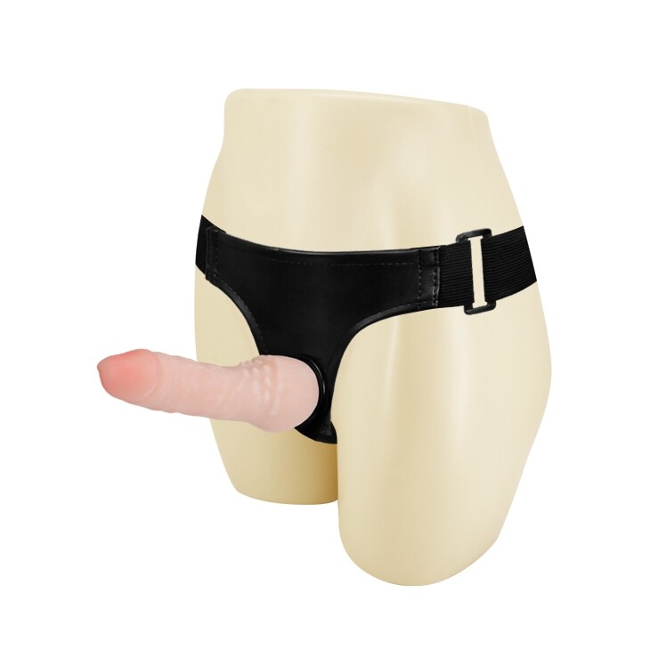 Страпон на трусиках BAILE Ultra Cyberskin Penis рельєфний, бежевий, 16 х 3,3 см - Зображення 2