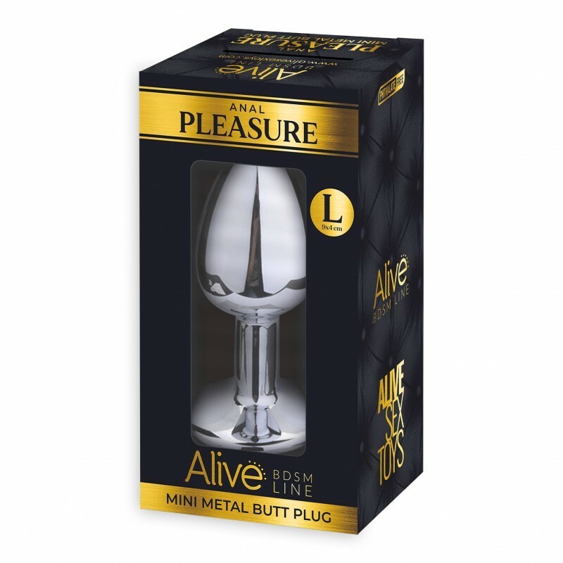 Анальна пробка Alive Anal Pleasure L, з рожевим каменем, срібляста, 9 х 4 см - Зображення 2