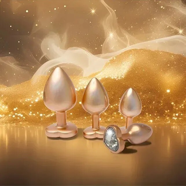 Набір анальних пробок Dream Toys Gleaming Love перламутрово-золоті, 3 шт - Изображение 3