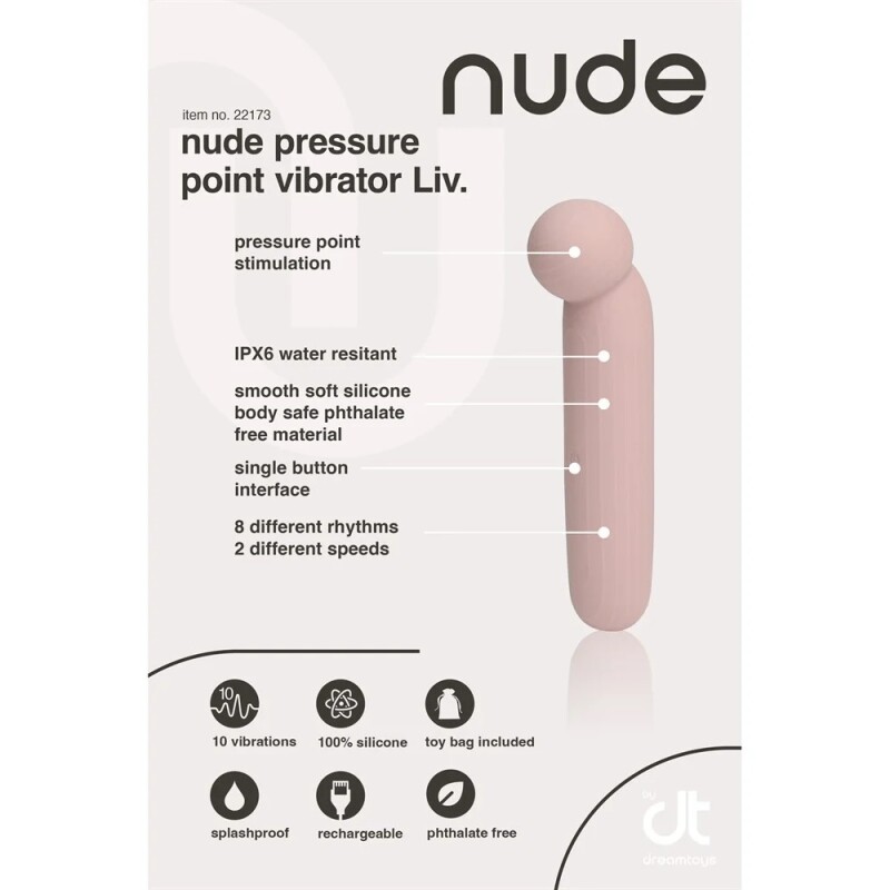 Точковий вібратор Dreamtoys Liv у форматі тревел, рожево-бежевий, 14.5 х 3.2 см - Зображення 3