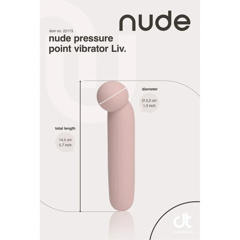 Точковий вібратор Dreamtoys Liv у форматі тревел, рожево-бежевий, 14.5 х 3.2 см - Зображення 4