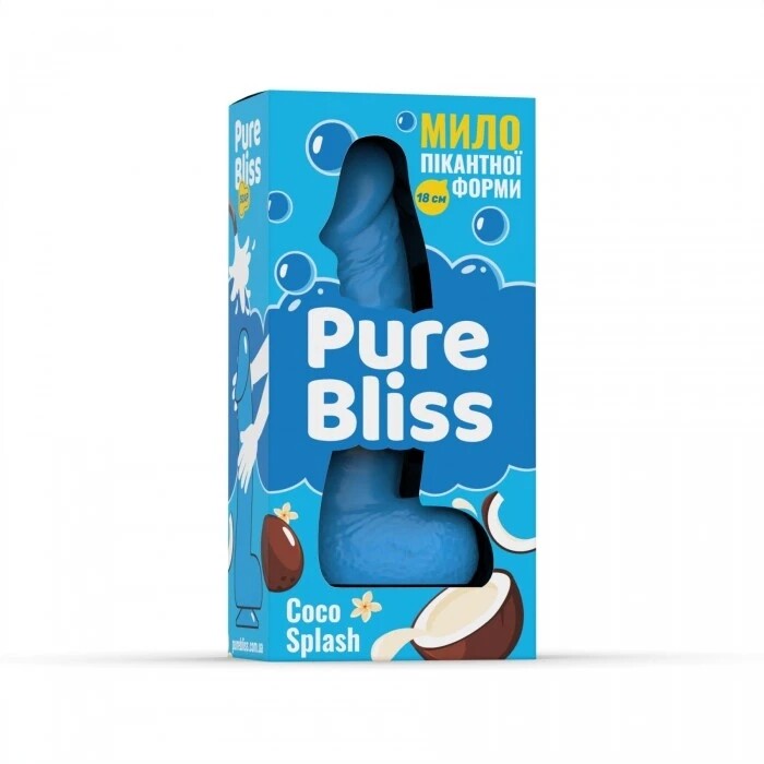 Мило у формі пеніса Pure Bliss Coco Splash з ароматом кокоса, блакитне, 18 × 4.2 см - Зображення 6