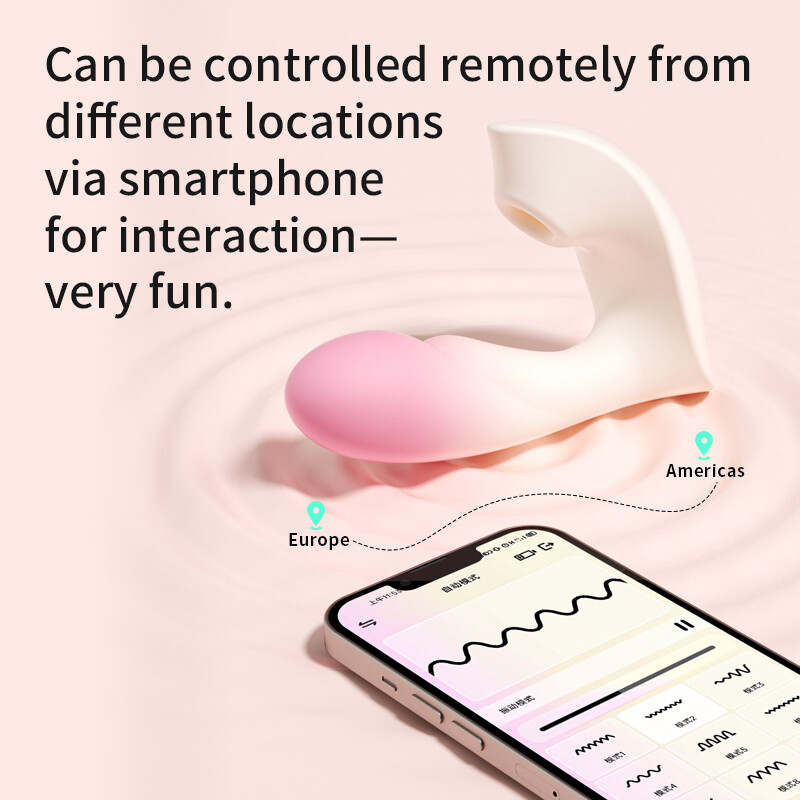 Вібратор з фрикцією Zemalia Youmi та вакуумом +APP, градієнт рожевий - Зображення 2