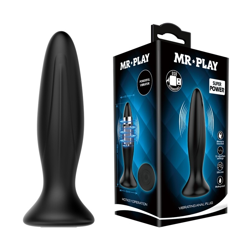 Анальний вібратор MR PLAY силіконовий, чорний, 12,8 х 3 см