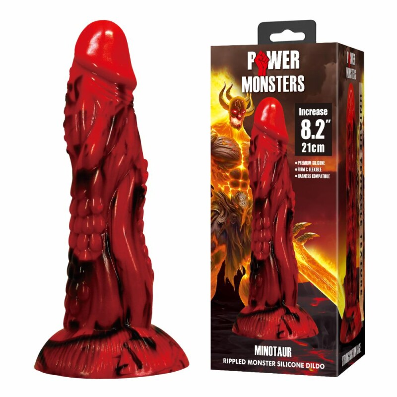 Фалоімітатор фантастичний Power Monsters Minotaur на присосці, червоний, 21 х 4.5 см