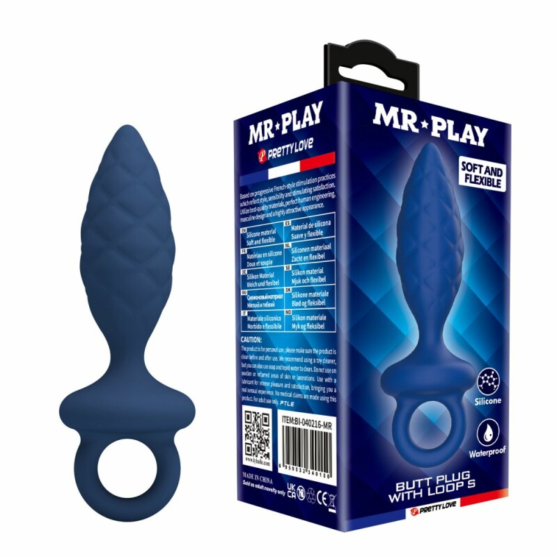 Анальна пробка MR. PLAY з кільцем, синя, 11.5 х 2.7