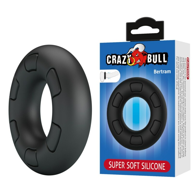 Ерекційне кільце Crazy Bull Bertram силіконове, чорне, 6.6 х 1.8 см