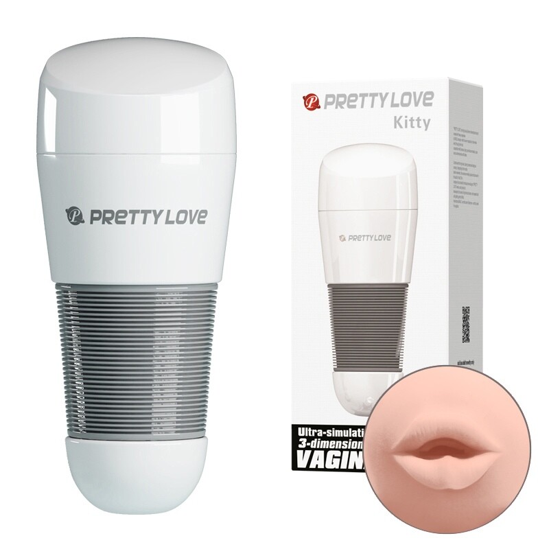 Мастурбатор-рот Pretty Love Kitty в колбі, білий, 20.5 х 8.4 см