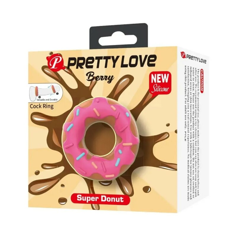 Ерекційне кільце Pretty Love Berry у формі пончика з кремом, рожеве, 4.6 х 2 см - Изображение 6
