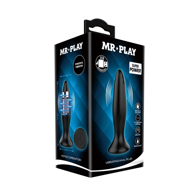 Анальний вібратор MR PLAY силіконовий, чорний, 12,8 х 3 см - Изображение 8