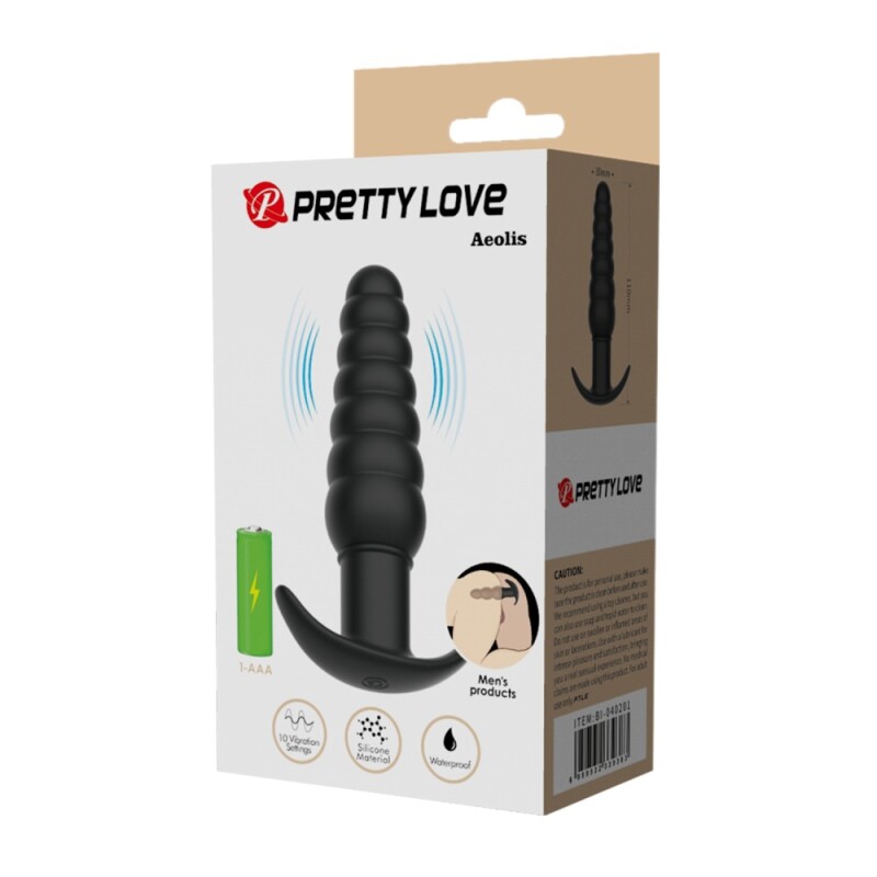 Анальний вібратор Pretty Love Aeolis рельєфний, чорний, 11 х 3 см - Изображение 9