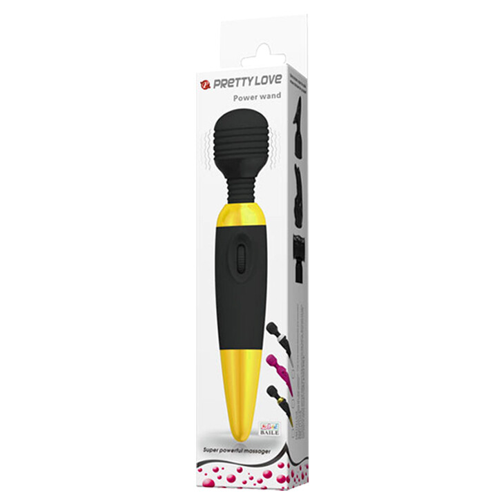 Вібратор-мікрофон Pretty Love Power Wand гнучкий, чорно-золотий, 25 х 4.5 см - Зображення 9