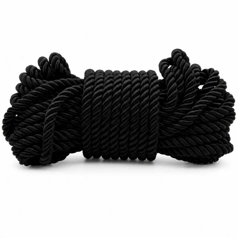 Мотузка для бондажа DS Fetish шовкова, чорна, 10 м