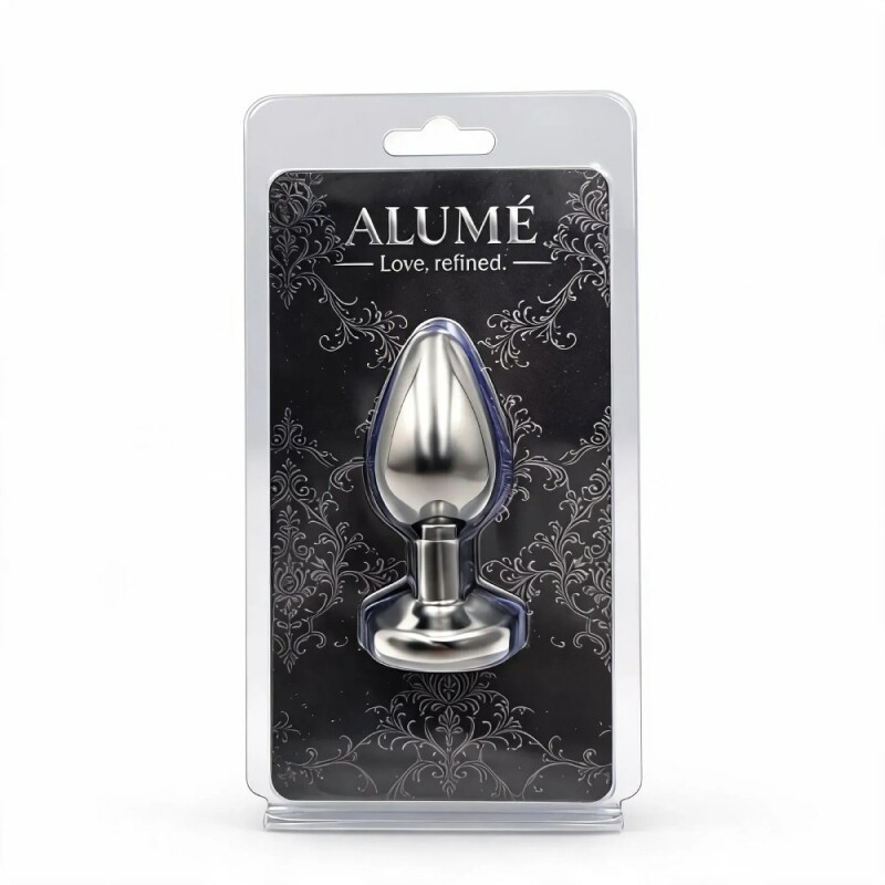 Анальна пробка ALUME, S, з каменем хамелеон, срібляста, 7.1 х 3.2 см - Изображение 1