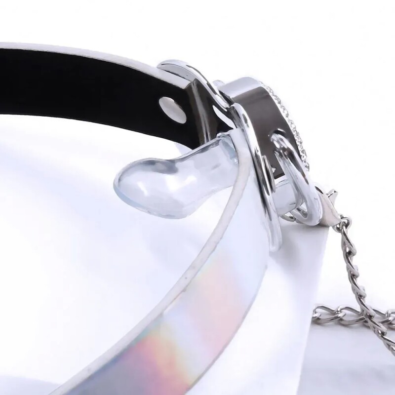 Кляп у вигляді соски DS Fetish із затискачами для сосків, біло-срібний, зі стразами - Зображення 2