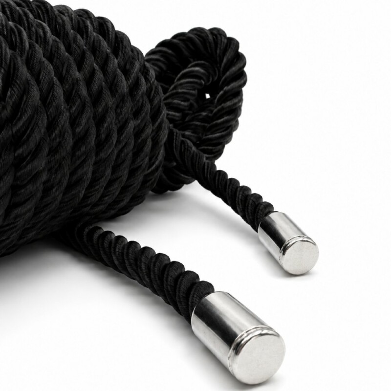 Мотузка для бондажа DS Fetish шовкова, чорна, 10 м - Зображення 2