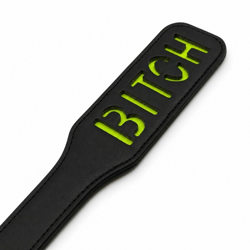 Паддл DS Fetish з люмінісцентним надписом BITCH, чорний - Зображення 2