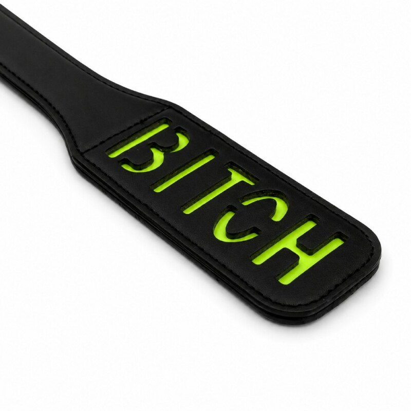 Паддл DS Fetish з люмінісцентним надписом BITCH, чорний - Зображення 3
