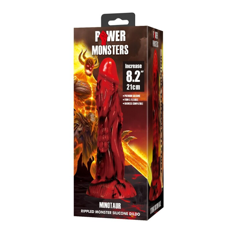 Фалоімітатор фантастичний Power Monsters Minotaur на присосці, червоний, 21 х 4.5 см - Зображення 7