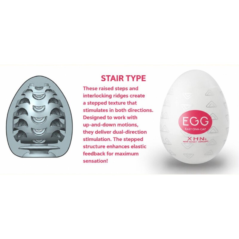 Мастурбатор яйце з рельєфом XHN STAIR Egg Easy Ona-Cap, білий, 6.8 х 5.2 см - Зображення 8