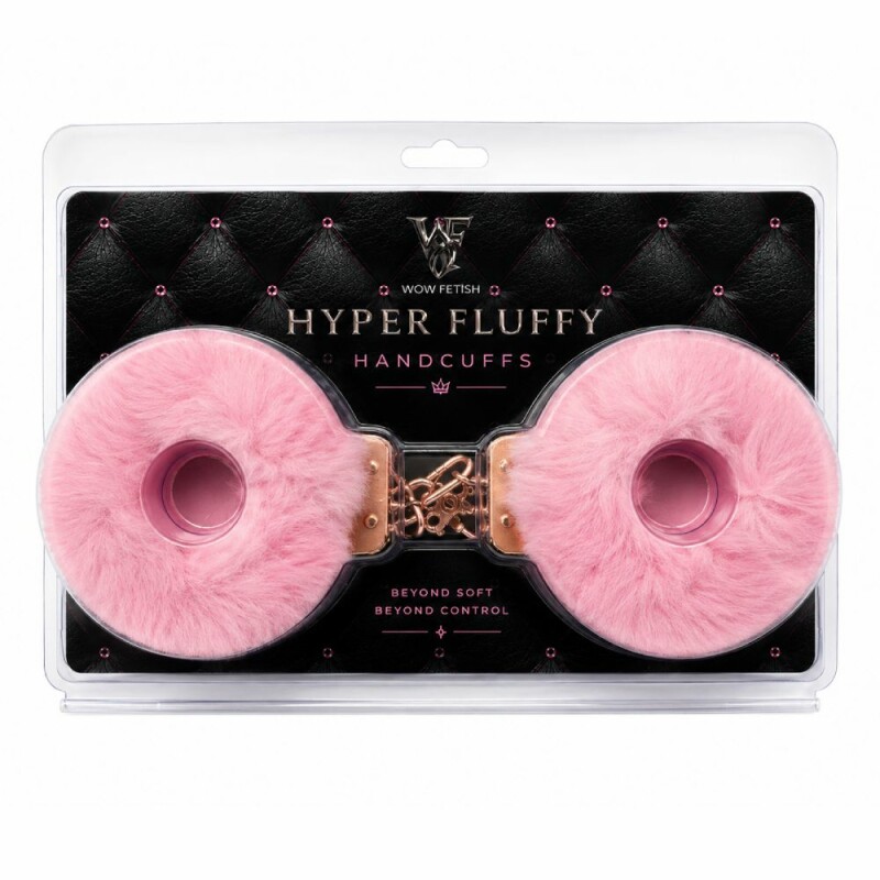 Наручники металеві WOW Fetish з рожевим хутром, золоті - Изображение 1