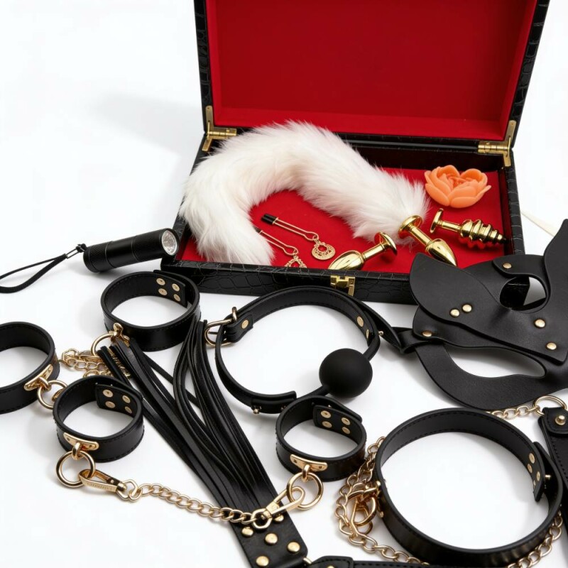 Набiр БДСМ WOW Fetish в чемодані, черно-золотий, 10 предметiв - Изображение 3