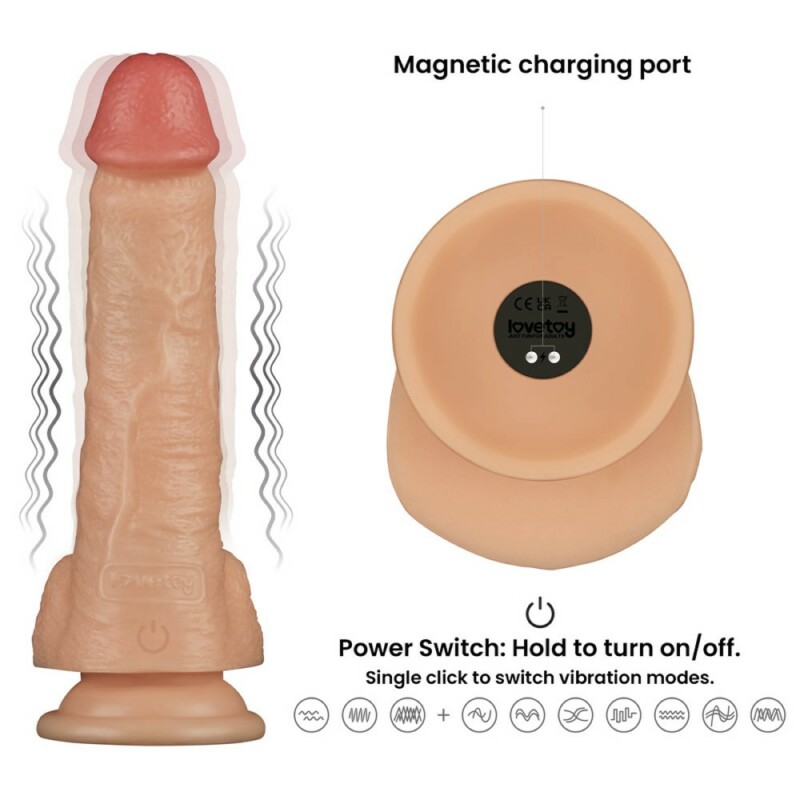 Вібратор реалістичний Lovetoy Power Basics Cock на присосці, бежевий, 20 х 4.5 см - Зображення 2
