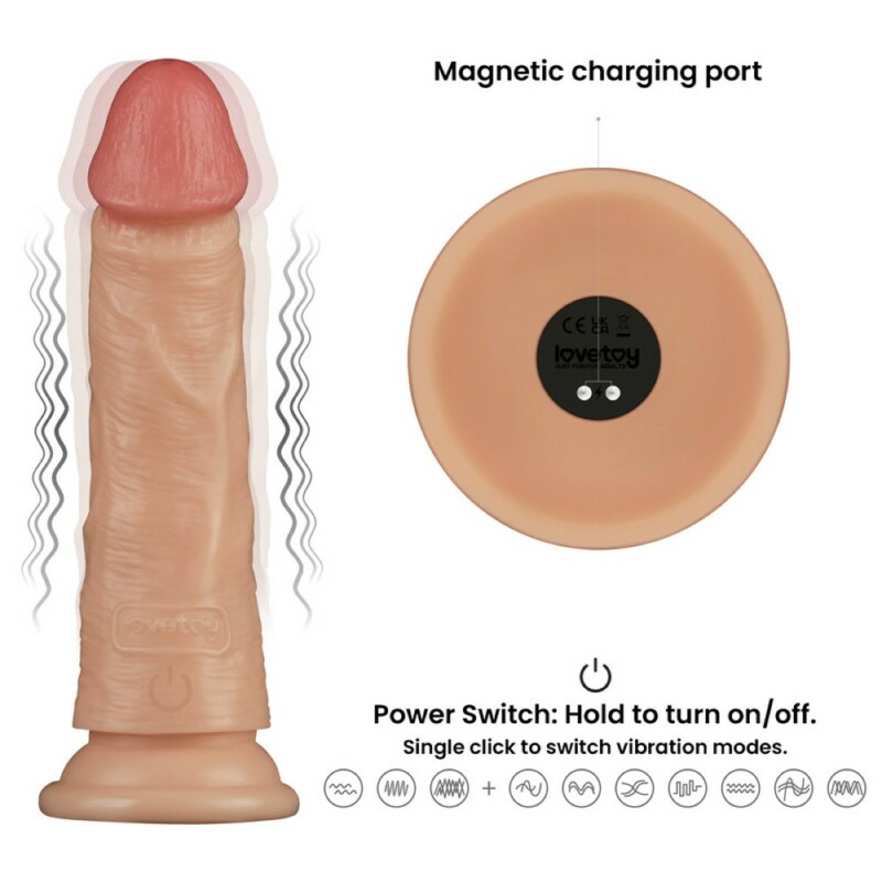 Вібратор реалістичний Lovetoy Power Basics Cock на присосці, бежевий, 18 х 4 см - Зображення 2