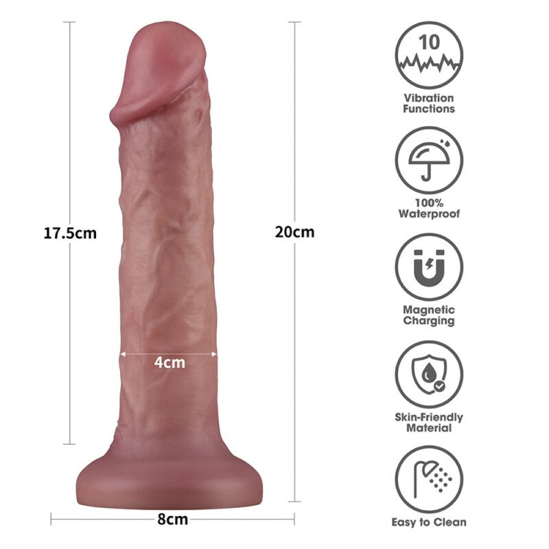 Вібратор із подвійною щільністю Lovetoy Dual Density Power Cock на присосці, бежевий, 20.3 х 4 см - Изображение 3
