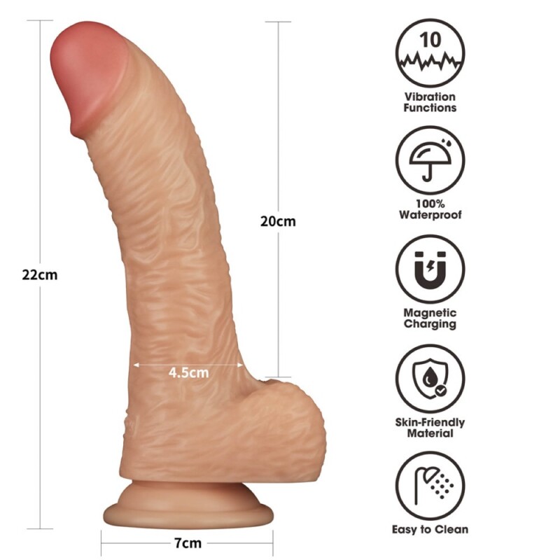 Вібратор реалістичний Lovetoy Power Basics Cock на присосці, бежевий, 22 х 4.5 см - Изображение 3