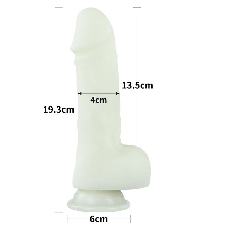 Фалоімітатор реалістичний Lovetoy Lumino Play Dildo світиться в темряві, на присосці, прозорий, 19.3 х 4 см - Изображение 3