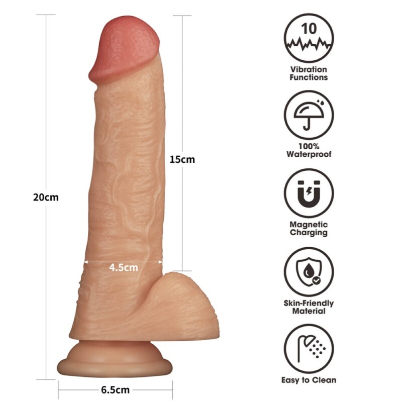 Вібратор реалістичний Lovetoy Power Basics Cock на присосці, бежевий, 20 х 4.5 см - Зображення 3