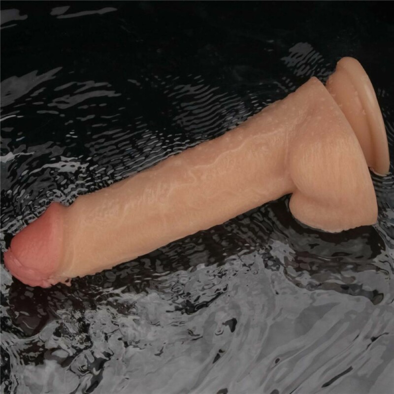 Вібратор реалістичний Lovetoy Power Basics Cock на присосці, бежевий, 20 х 4.5 см - Зображення 4