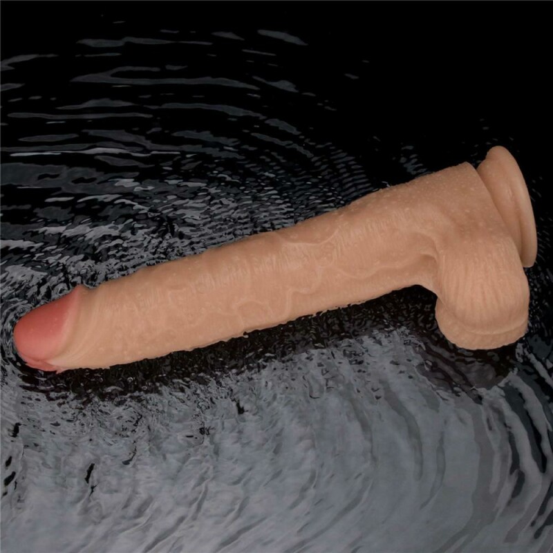Вібратор-гігант реалістичний Lovetoy Power Basics Cock на присосці, бежевий, 28.3 х 5.5 см - Изображение 4