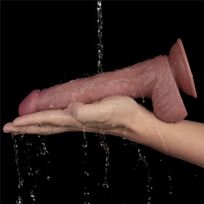 Вібратор із подвійною щільністю Lovetoy Dual Density Power Cock на присосці, бежевий, 22.8 х 4 см - Зображення 5