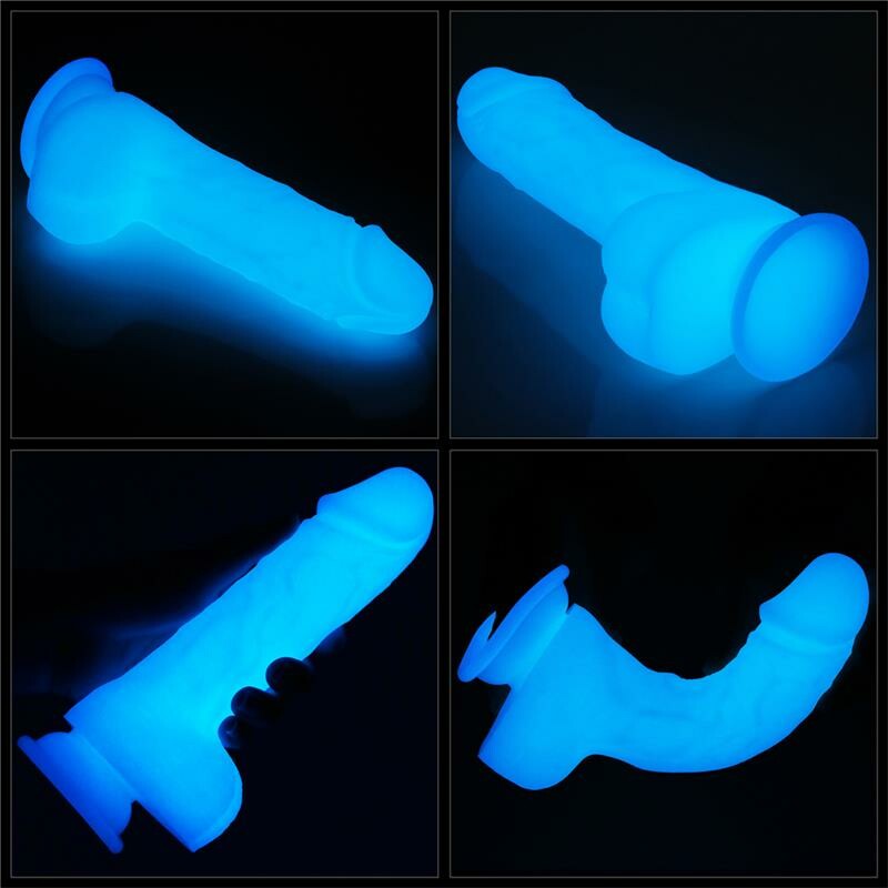 Фалоімітатор реалістичний Lovetoy Lumino Play Dildo світиться в темряві, на присосці, прозорий, 19.3 х 4 см - Изображение 5