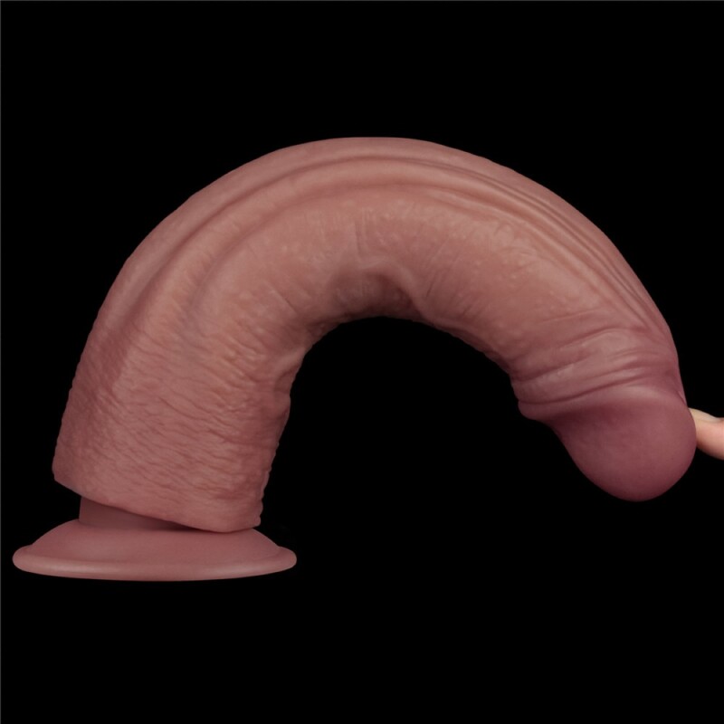 Вібратор-гігант із подвійною щільністю Lovetoy Dual Density Power Cock на присосці, бежевий, 26.7 х 6 см - Зображення 7