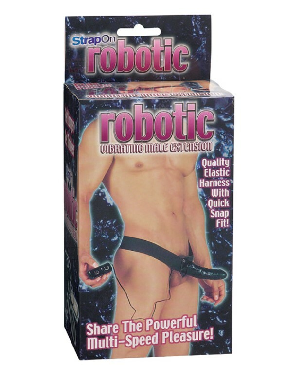 Фаллопротез-страпон з вібрацією ROBOTIC MALE STRAP-ON, чорний, 17.8 х 4.5 см - Изображение 1