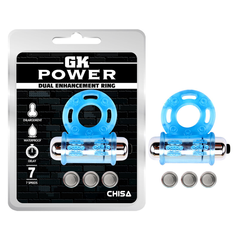 Ерекційне кільце з вібрацією Chisa GK Power, блакитне, 1.8 см