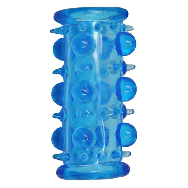 Насадка на пеніс еластична Dreamtoys зі стимулюючими кульками, блакитна, 7.5 х 3 см