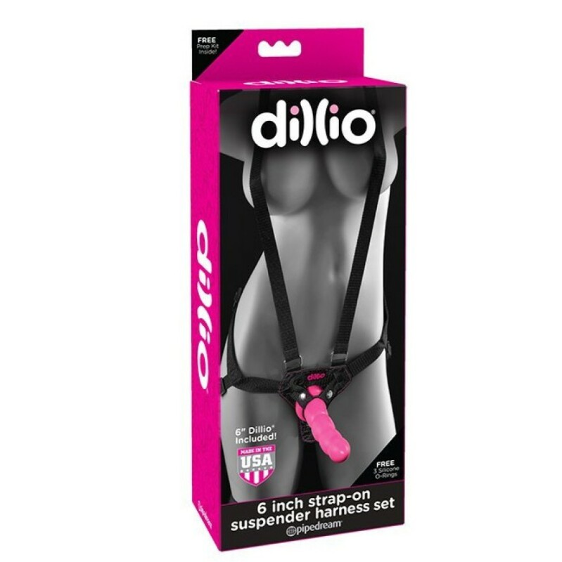Страпон Pipedream Dillio з підтяжками, рожевий, 16.5 х 4 см