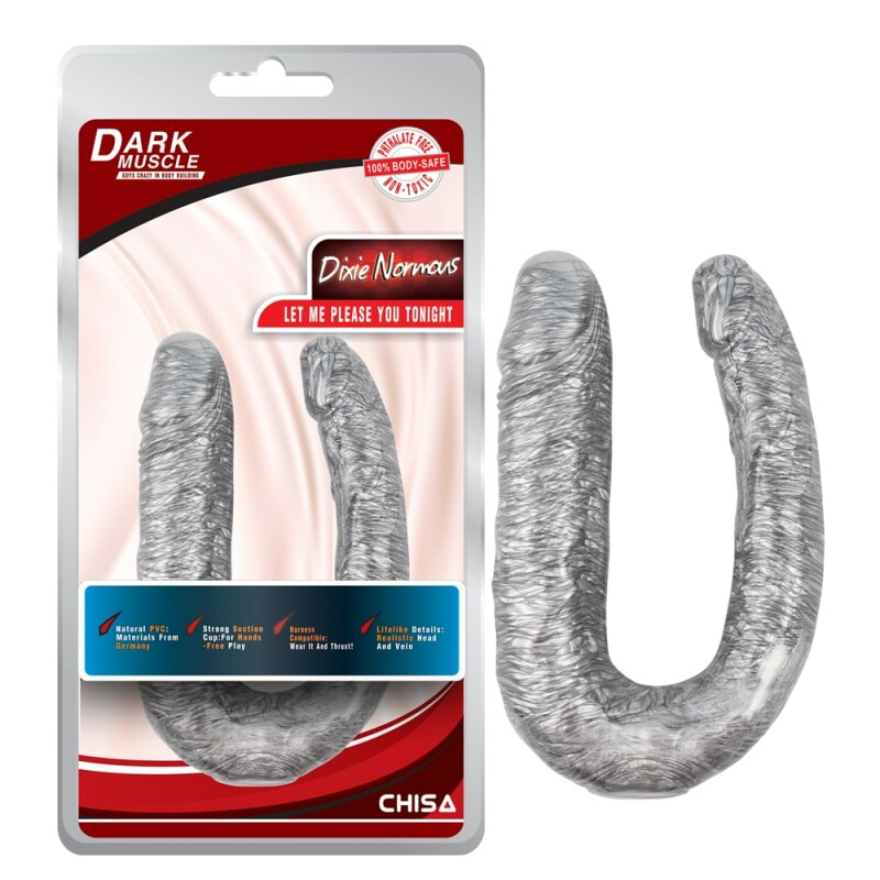 Фалоімітатор двосторонній Chisa Dixie Normous, сріблястий, 34 см х 2.5 см х 3.4 см