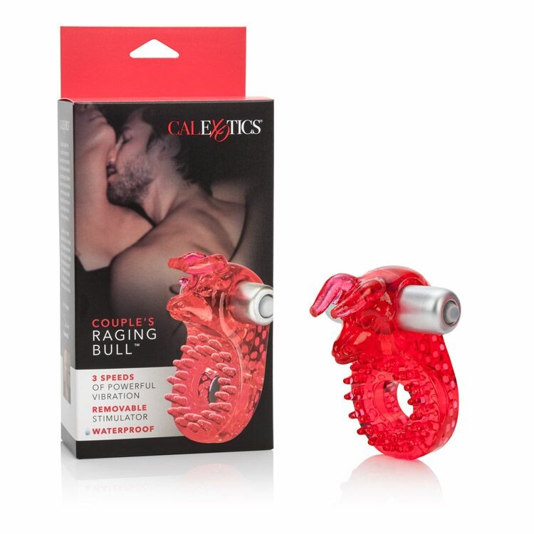 Вібро-ерекційне кільце з биком CalExotics червоне, 8.2 х 5 см - Зображення 4