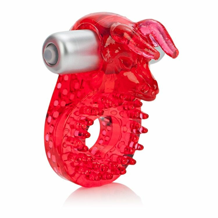 Вібро-ерекційне кільце з биком CalExotics червоне, 8.2 х 5 см