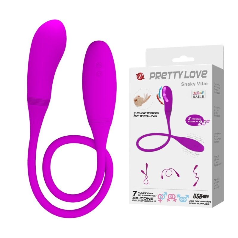 Подвійне віброяйце Pretty Love Snaky Vibe гнучке, фіолетове, 60 х 3 см